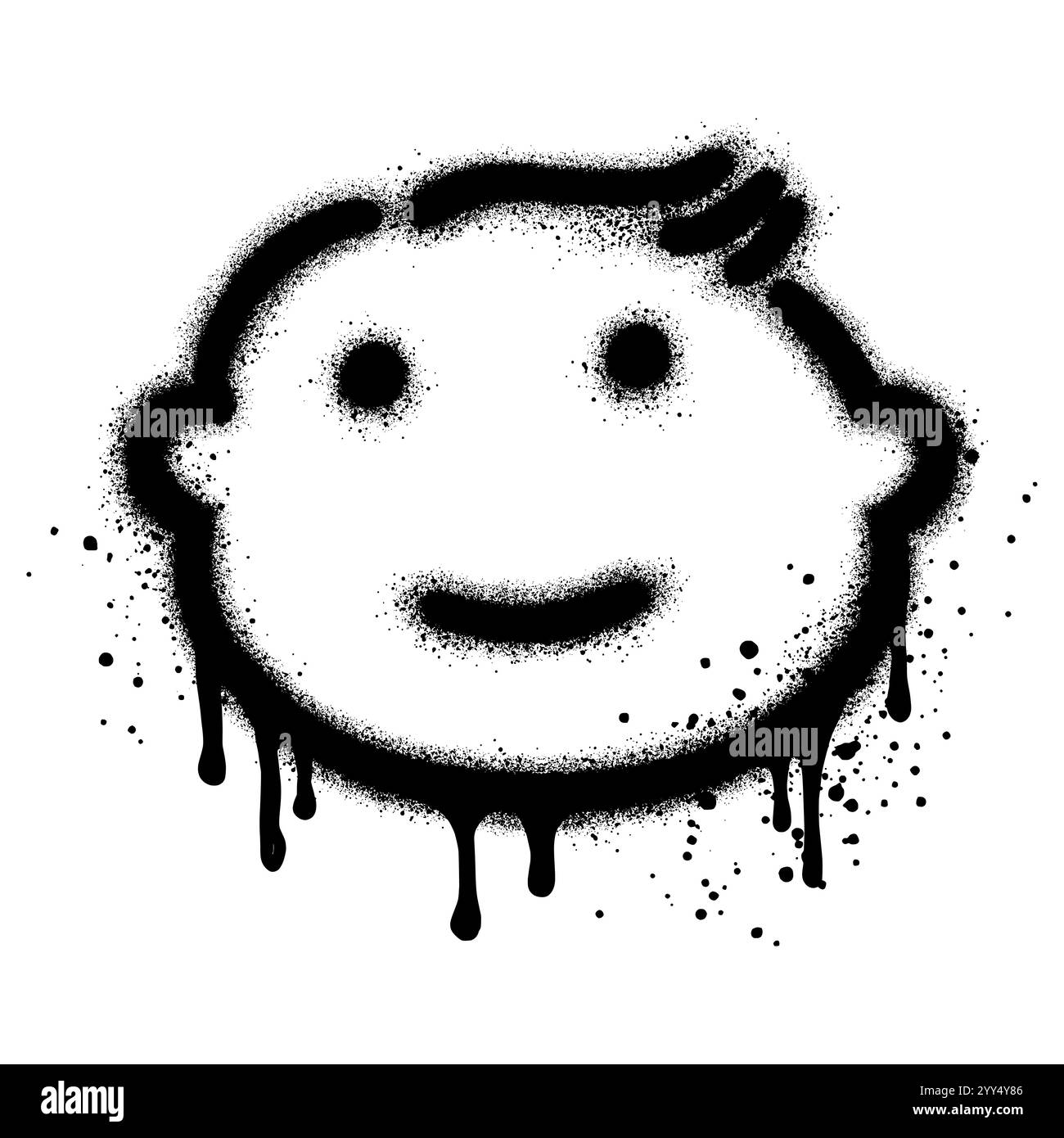 Graffiti per il viso del bambino con vernice spray nera. illustrazione vettoriale. Illustrazione Vettoriale