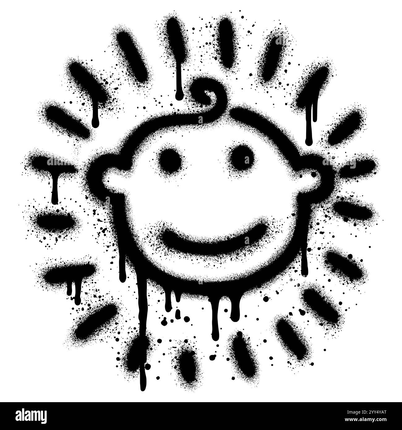 Graffiti per il viso del bambino con vernice spray nera. illustrazione vettoriale. Illustrazione Vettoriale