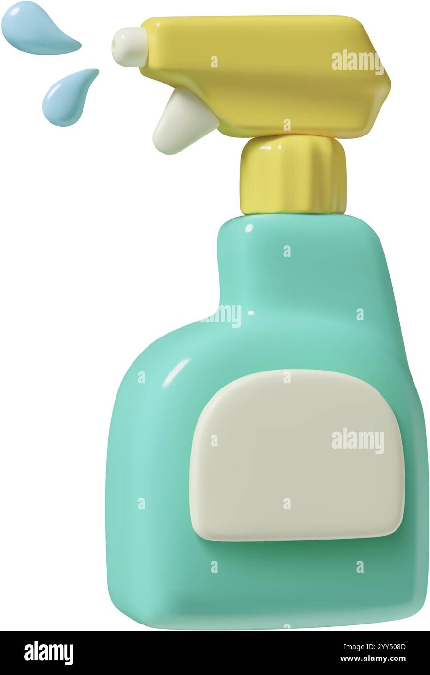 Icona 3d flacone detergente spray. Detergente per vetro o spruzzatore d'acqua graziosa illustrazione vettoriale isolata su sfondo bianco. Illustrazione Vettoriale