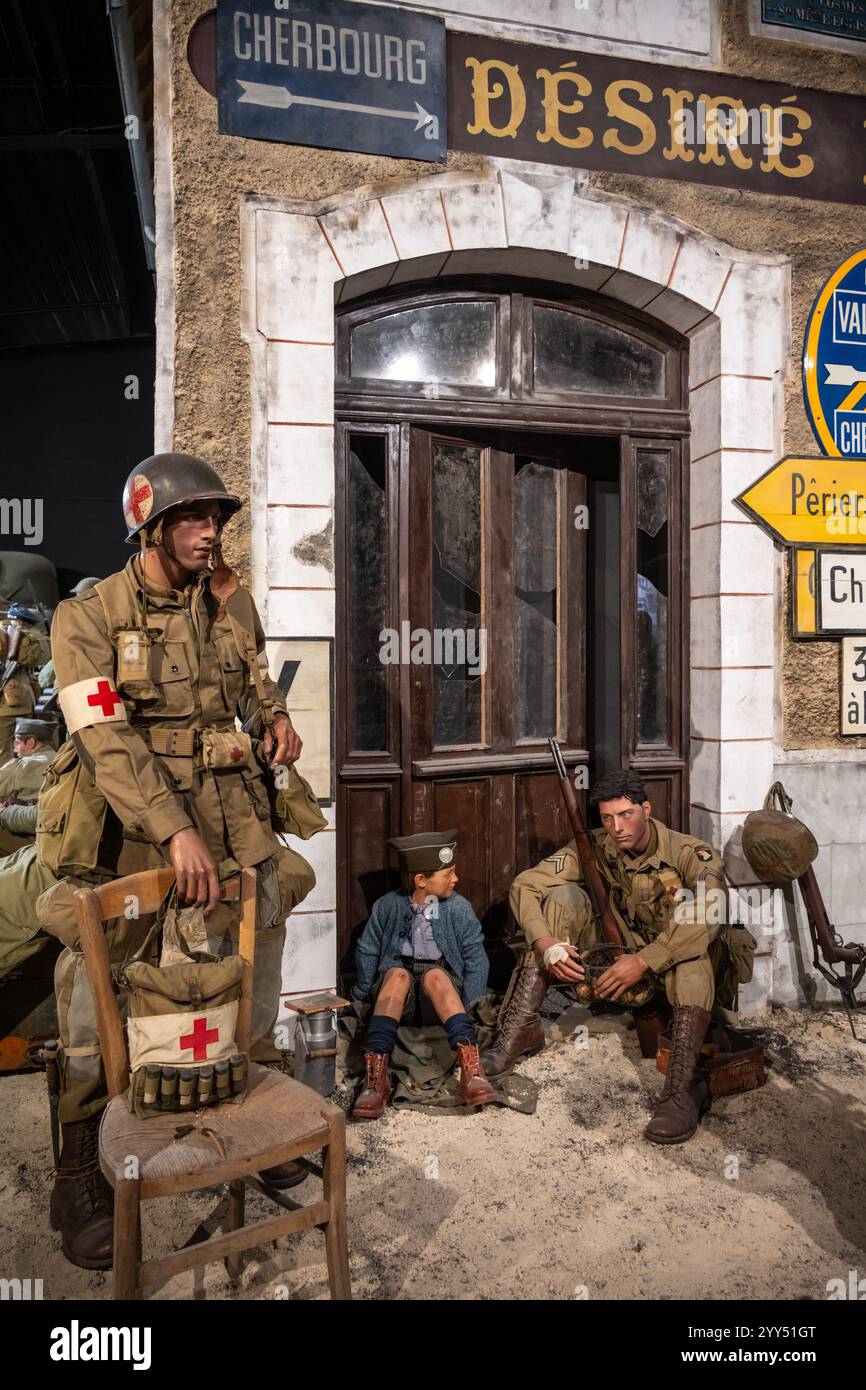 Diorama, Museo D-Day Experience, Carentan, Normandia, Francia Foto Stock