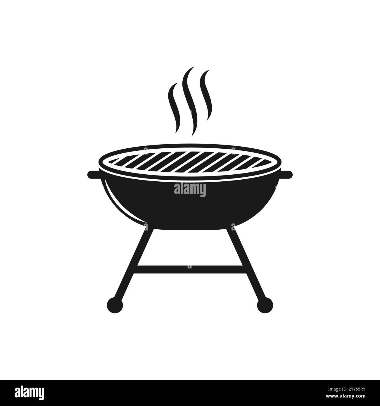 Illustrazione dell'icona del vettore barbecue con griglia isolata su sfondo bianco Illustrazione Vettoriale