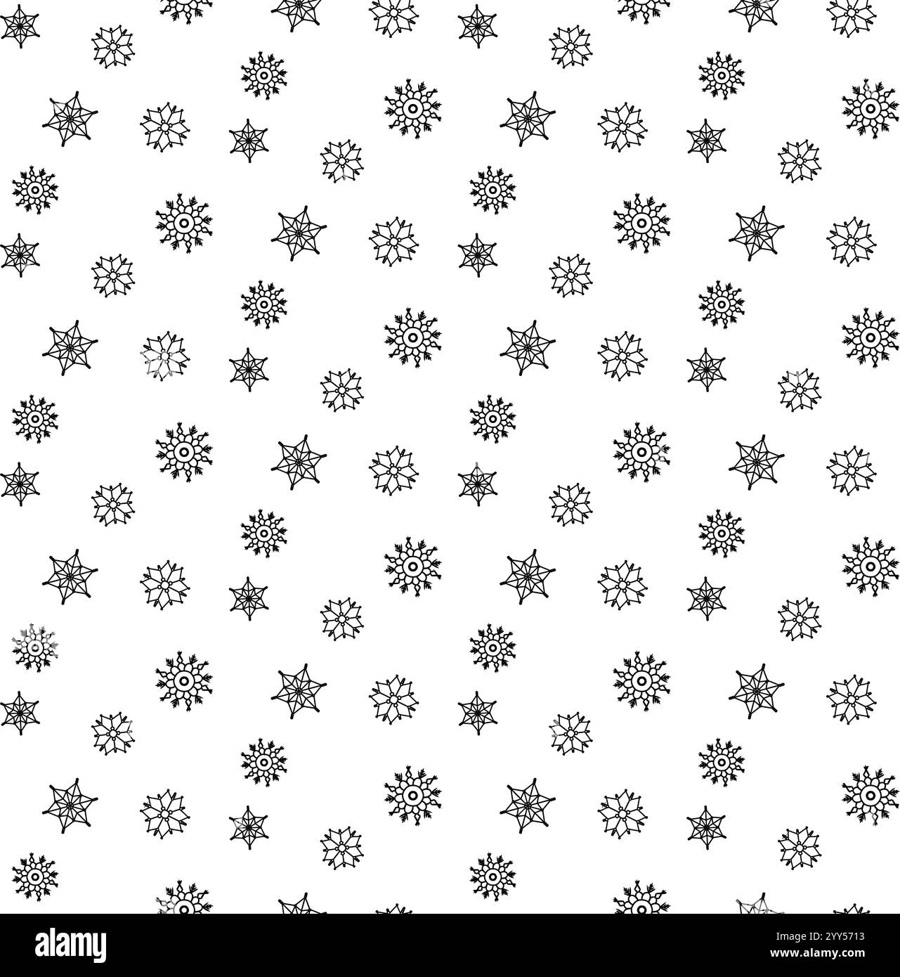 Simpatico sfondo Clipart di Snowflake Seamless Pattern. Illustrazione della linea grafica vettoriale Illustrazione Vettoriale