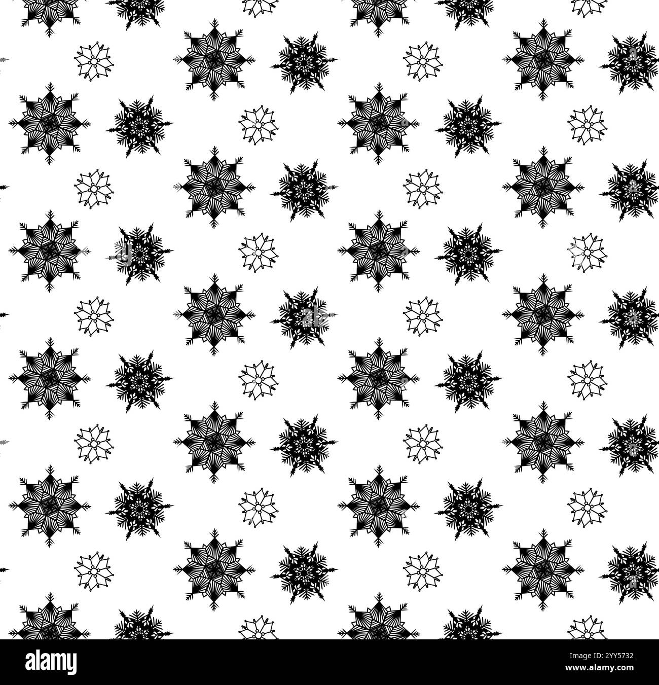 Motivo natalizio senza cuciture con fiocchi di neve a linee grafiche su sfondo trasparente. Design vettoriale dello sfondo invernale semplice Illustrazione Vettoriale