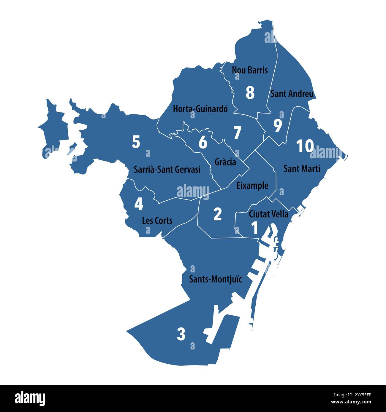 I 10 quartieri di Barcellona in Spagna Foto Stock