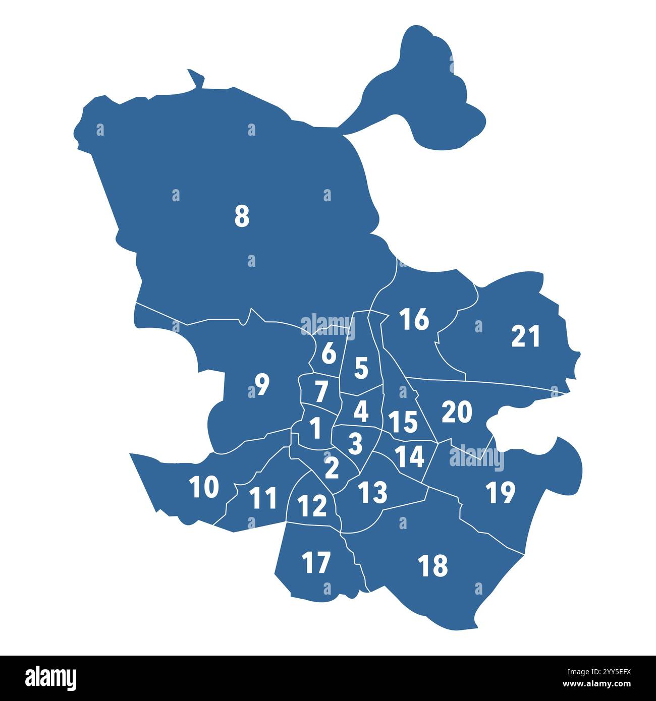 I 21 distretti di Madrid in Spagna Foto Stock