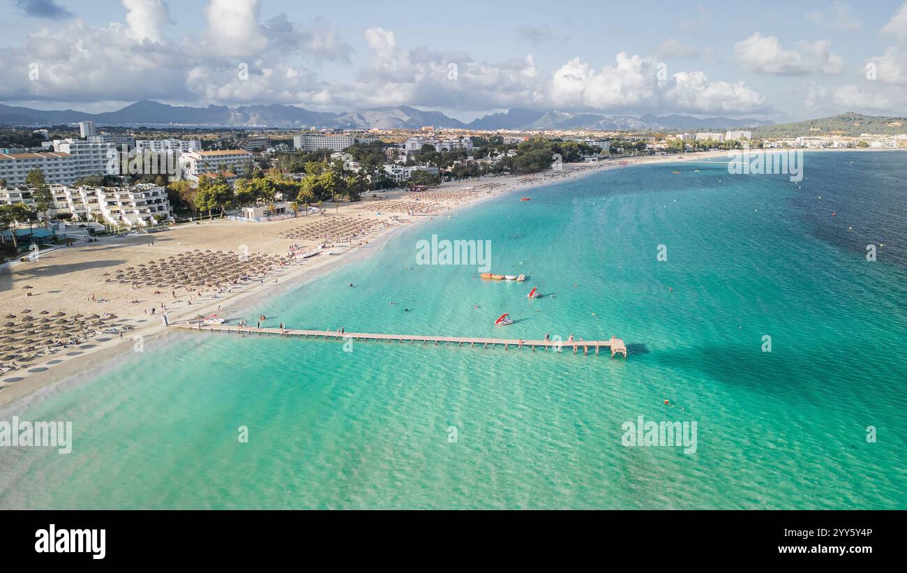 Spiaggia di Alcúdia, Maiorca, Spagna. Foto Stock