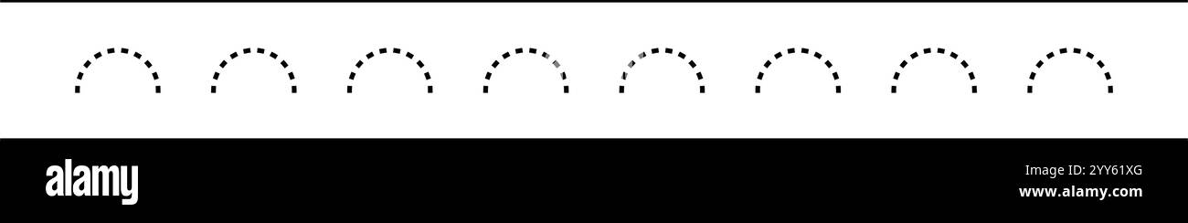 Linea di tracciamento elemento orizzontale tratteggiato per foglio di lavoro per bambini, linea tratteggiata per scrivere, disegnare e illustrazione per lo sviluppo di abilità motorie Illustrazione Vettoriale