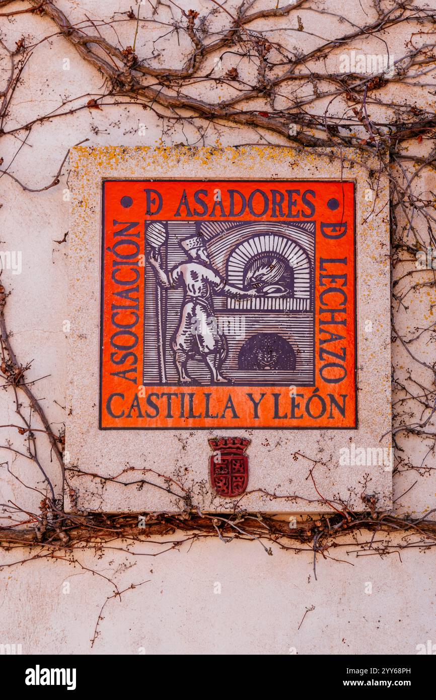 Logo di Asociación de Asadores de Lechazo de Castilla y León. L'agnello arrosto, in modo tradizionale, è sopravvissuto per secoli come il più importante d Foto Stock
