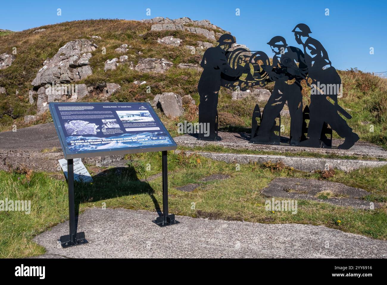 WW11, WW2, punti panoramici a Rubha Nan Sasan, Cove Battery, Loch Ewe, Scozia Foto Stock