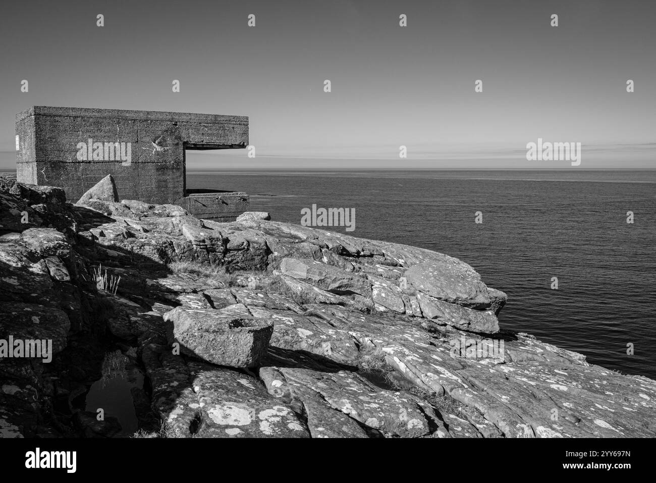 WW11, WW2, punti panoramici a Rubha Nan Sasan, Cove Battery, Loch Ewe, Scozia Foto Stock