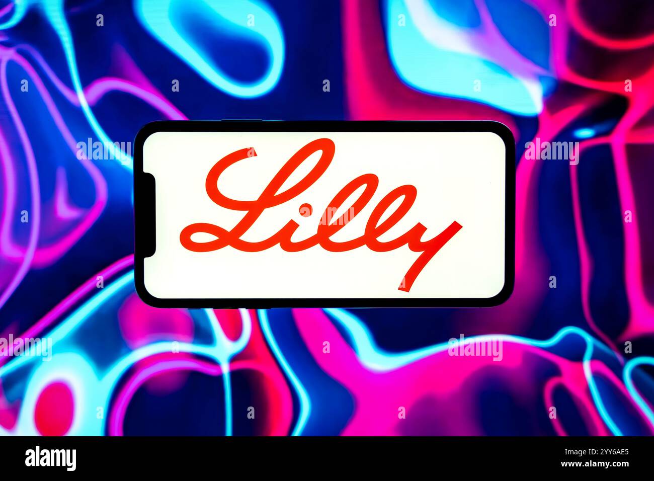 India. 19 dicembre 2024. In questa immagine, il logo Eli Lilly viene visualizzato sullo schermo di un telefono cellulare. (Foto di Idrees Abbas/SOPA Images/Sipa USA) *** esclusivamente per notizie editoriali **** credito: SIPA USA/Alamy Live News Foto Stock