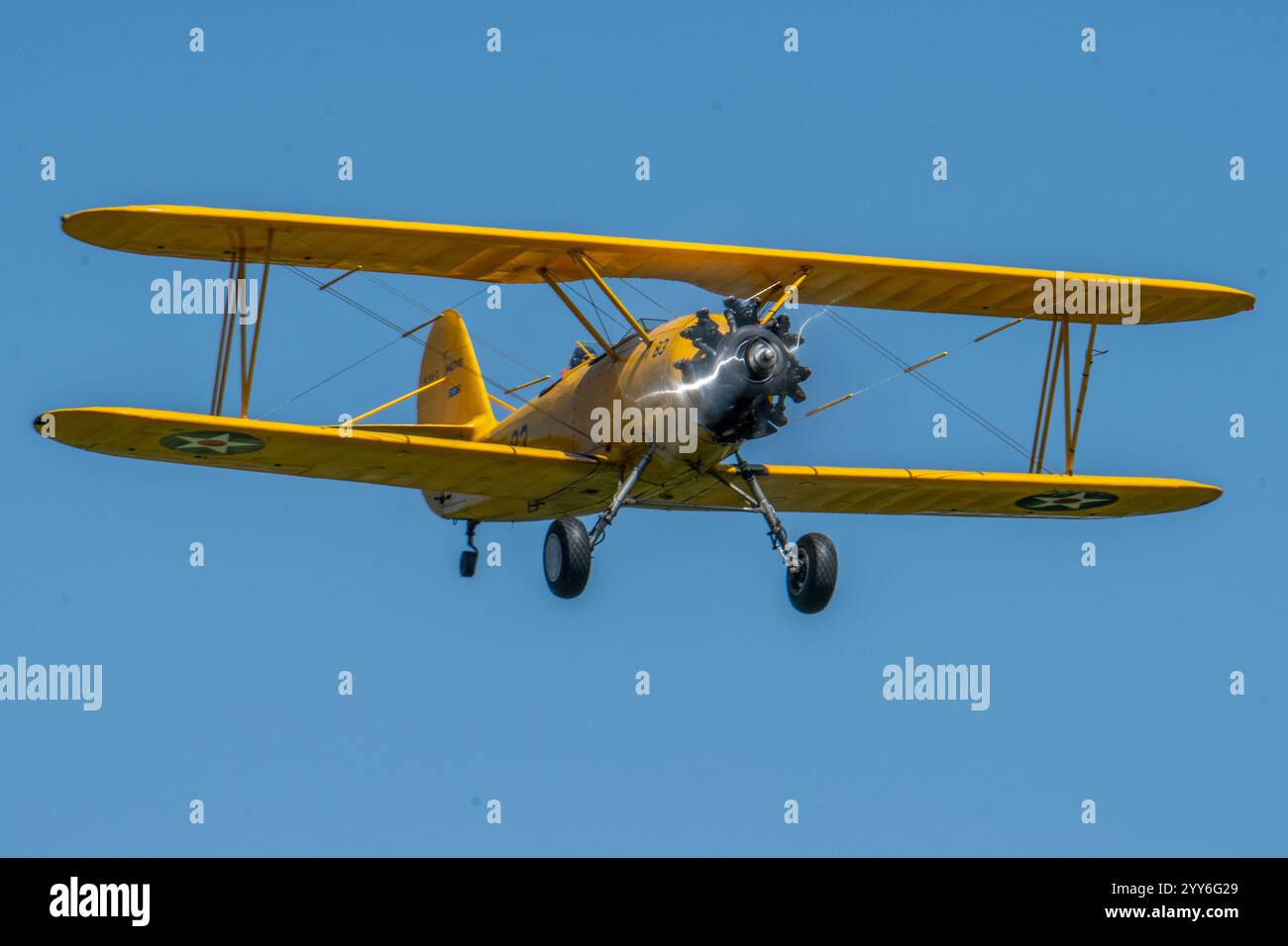 Boeing stearman modello 75 all'aeroporto Old Rhinebeck di New York Foto Stock