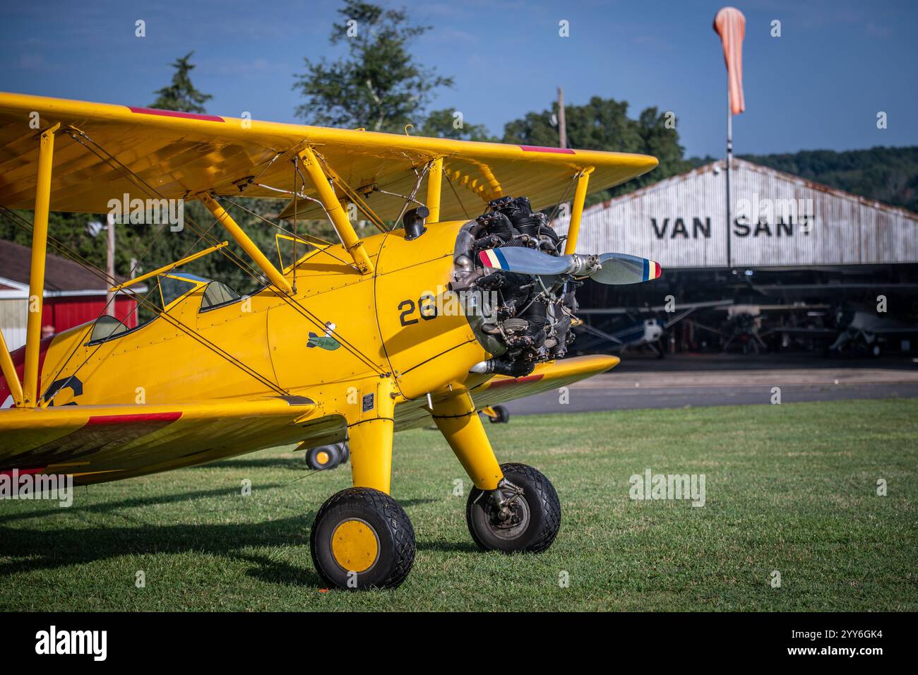 Boeing Stearman modello 75 all'aeroporto di Van Sant in Pennsylvania Foto Stock