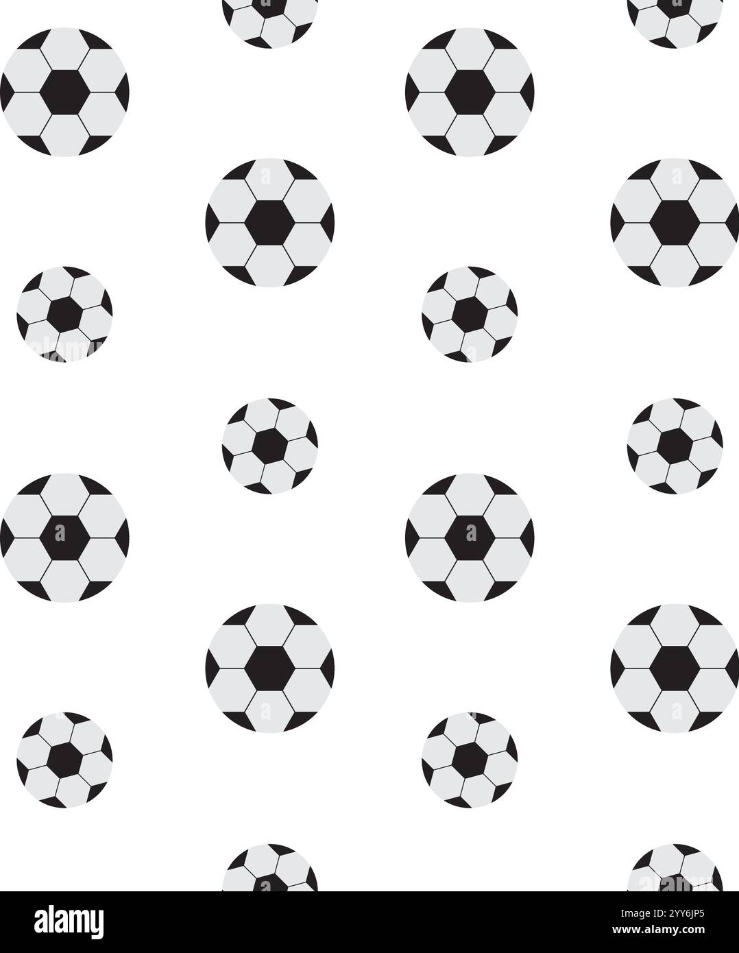 Pattern vettoriale senza cuciture di palline da calcio a fumetti isolate su sfondo bianco Illustrazione Vettoriale
