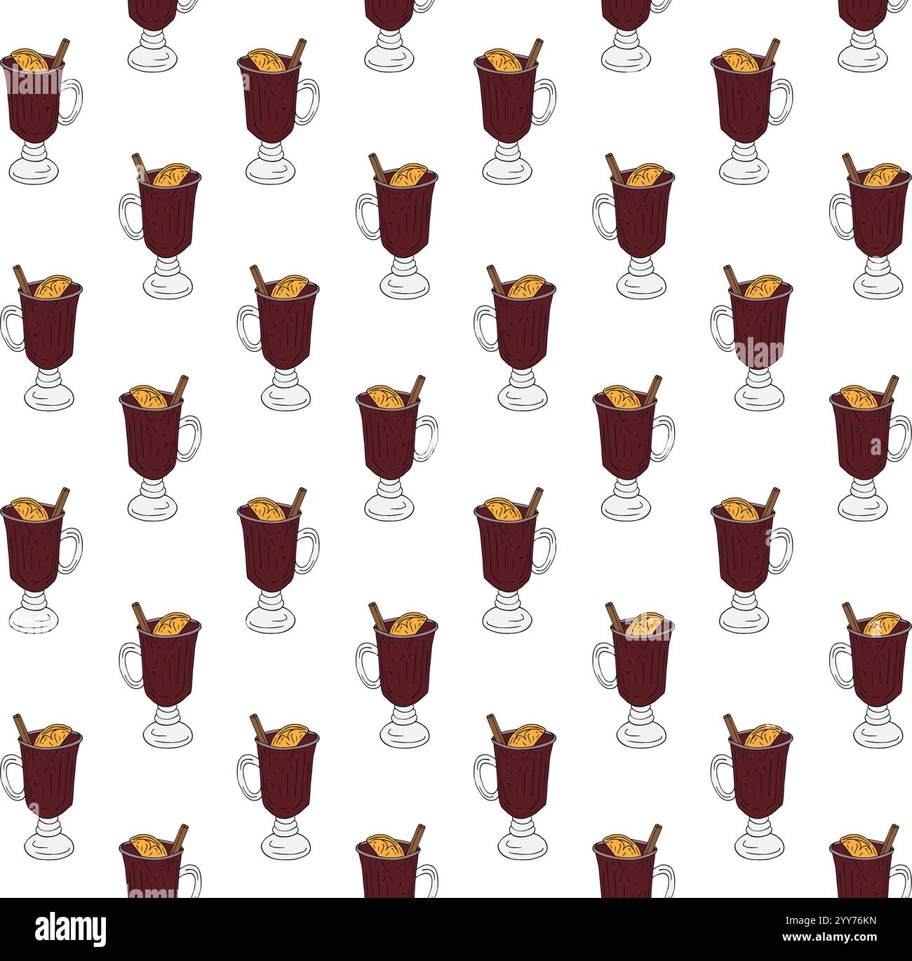 Modello vettoriale senza cuciture di bicchieri da vino brulé Illustrazione Vettoriale