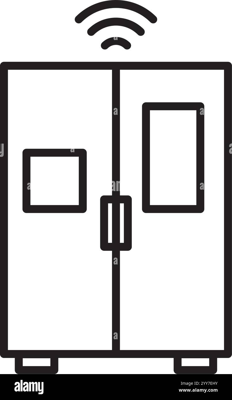 icona linea smart home frigo Illustrazione Vettoriale