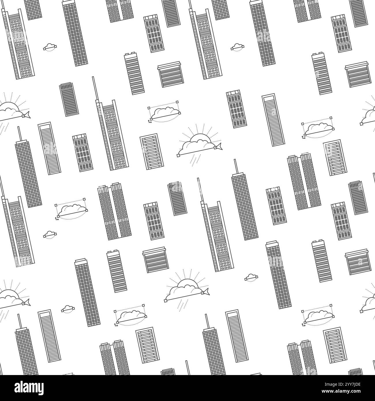 Struttura senza cuciture con moderni edifici tedeschi e grattacieli. Illustrazione vettoriale. Architettura isolata su sfondo bianco. Illustrazione Vettoriale