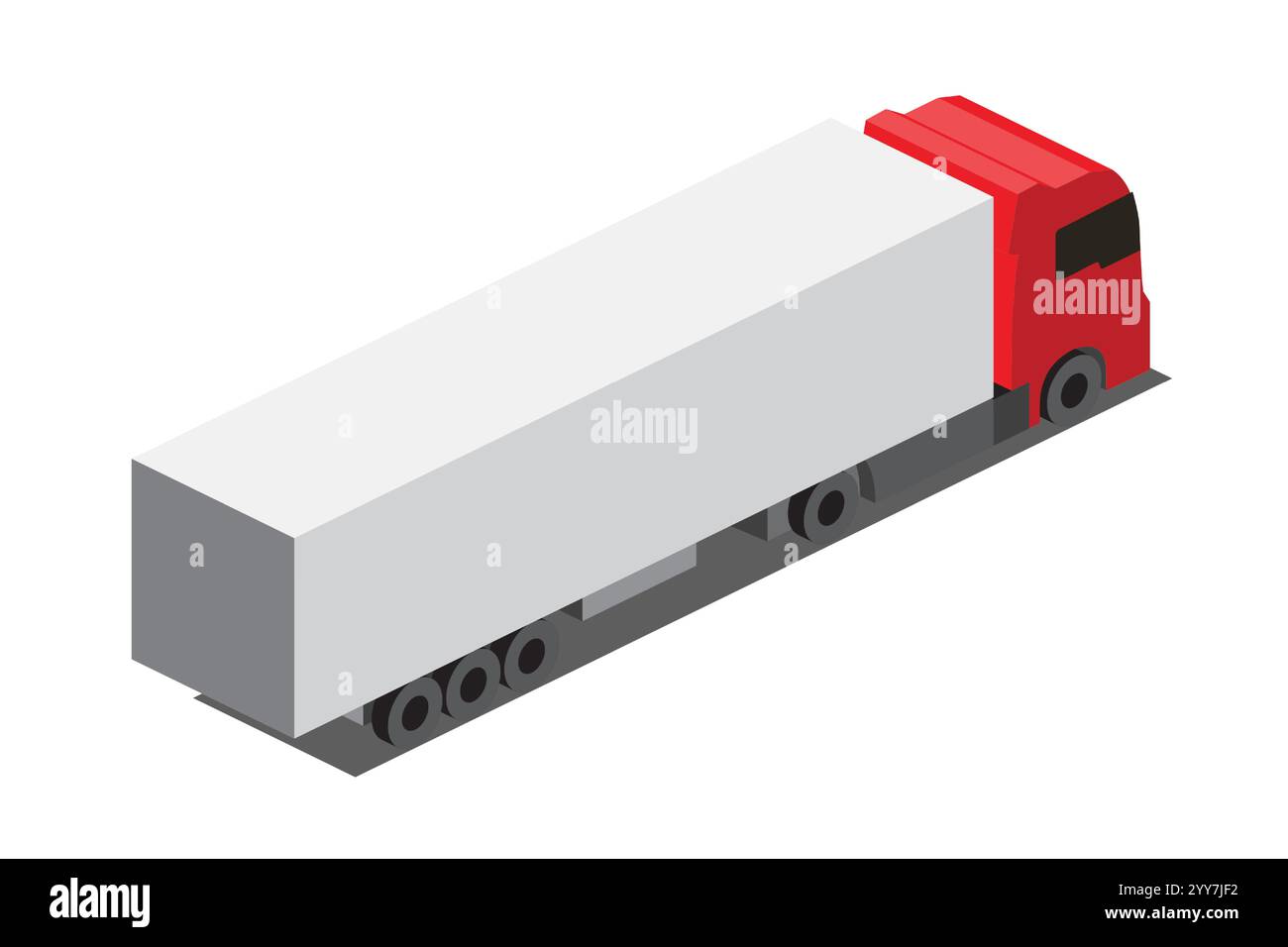 Trasporto di camion cargo rosso isometrico isolato su bianco. Vista posteriore. Illustrazione vettoriale. Veicolo moderno per consegne. Macchina per la carrozza di Goo Illustrazione Vettoriale
