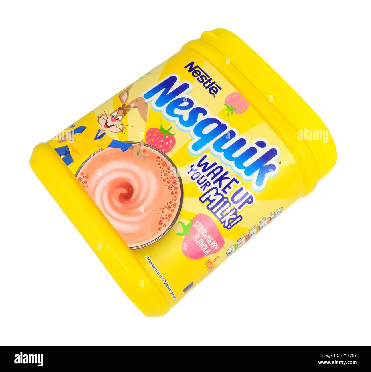 Miscela di frullato di latte in polvere al gusto di fragola Nesquik in una confezione da 500 g. Foto Stock