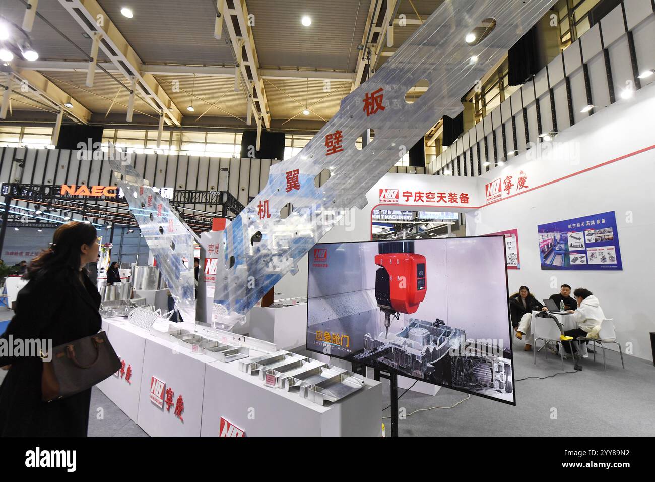 NANCHINO, CINA - 20 DICEMBRE 2024 - le persone visitano un dispositivo ad ala volante esposto alla World Intelligent Manufacturing Conference 2024 di Nanchino, J Foto Stock