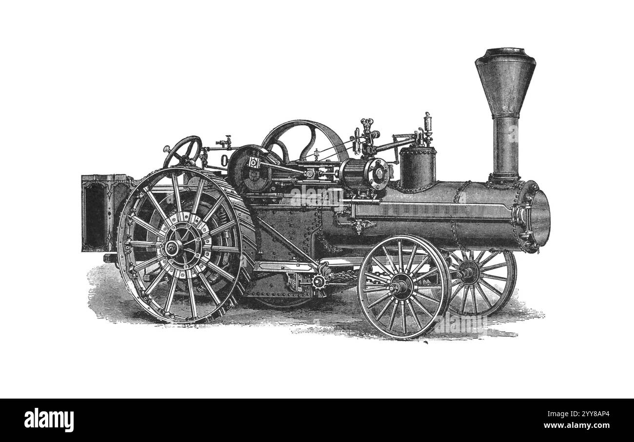 Questa incisione vintage raffigura un macchinario agricolo. Questa incisione è stata pubblicata su un 'macchine agricole. Atlas' a cura di K.K.Veber nel 1897 Foto Stock