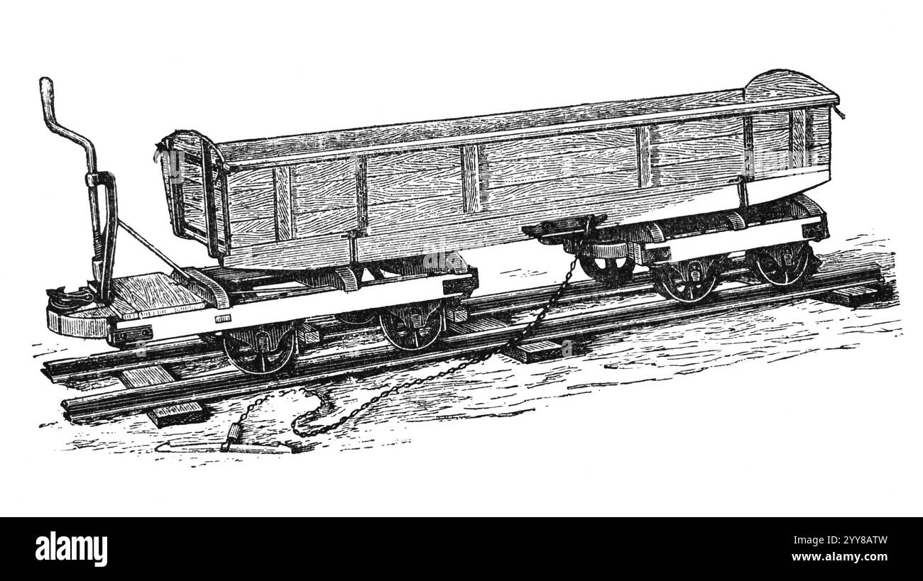 Questa incisione vintage raffigura un macchinario agricolo. Questa incisione è stata pubblicata su un 'macchine agricole. Atlas' a cura di K.K.Veber nel 1897 Foto Stock