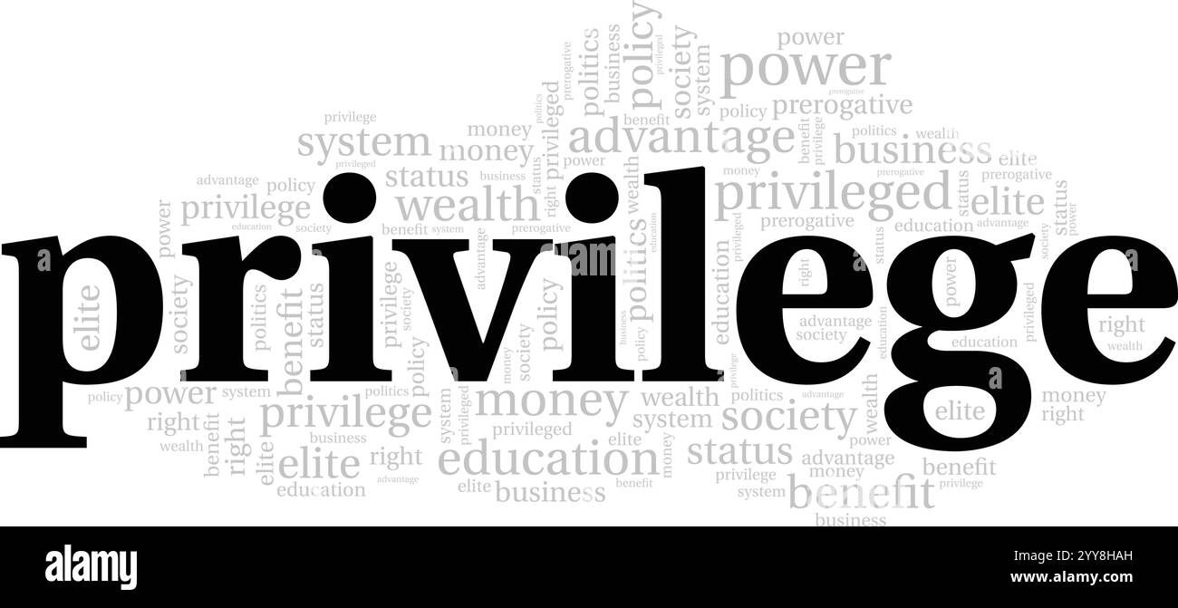 Privilegia la progettazione concettuale di Word cloud isolata su sfondo bianco. Illustrazione Vettoriale