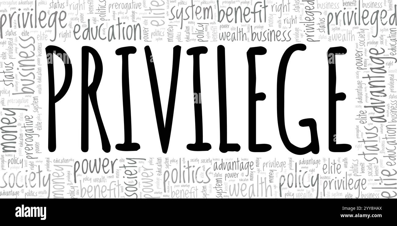 Privilegia la progettazione concettuale di Word cloud isolata su sfondo bianco. Illustrazione Vettoriale
