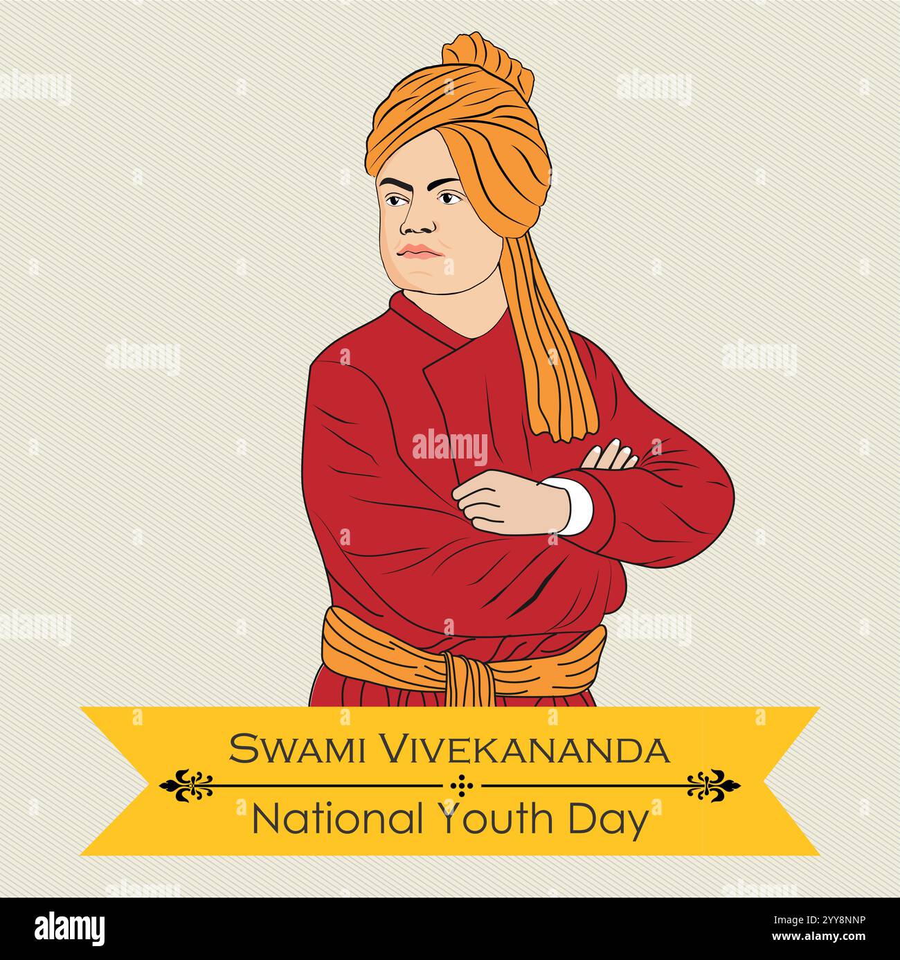 Giornata Nazionale della Gioventù il 12 gennaio compleanno di Vivekananda Illustrazione Vettoriale