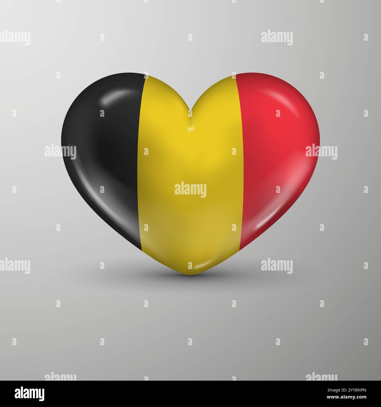 Sfondo cuore 3d con bandiera del Belgio. Un elemento di impatto per l'uso che si desidera fare. Illustrazione Vettoriale