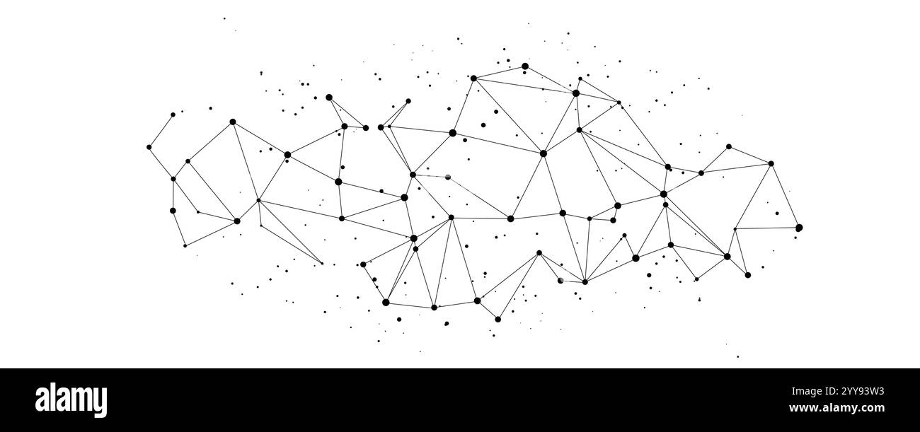 Background tecnologico astratto con effetto plesso. Arte vettoriale. Illustrazione Vettoriale