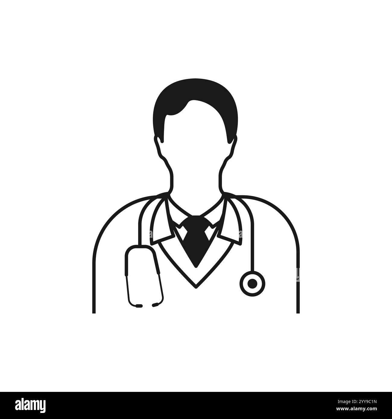 Icona del medico. Operaio medico. Medico. Simbolo del contorno dello scienziato. Disegno di contorno isolato vettoriale. Illustrazione Vettoriale