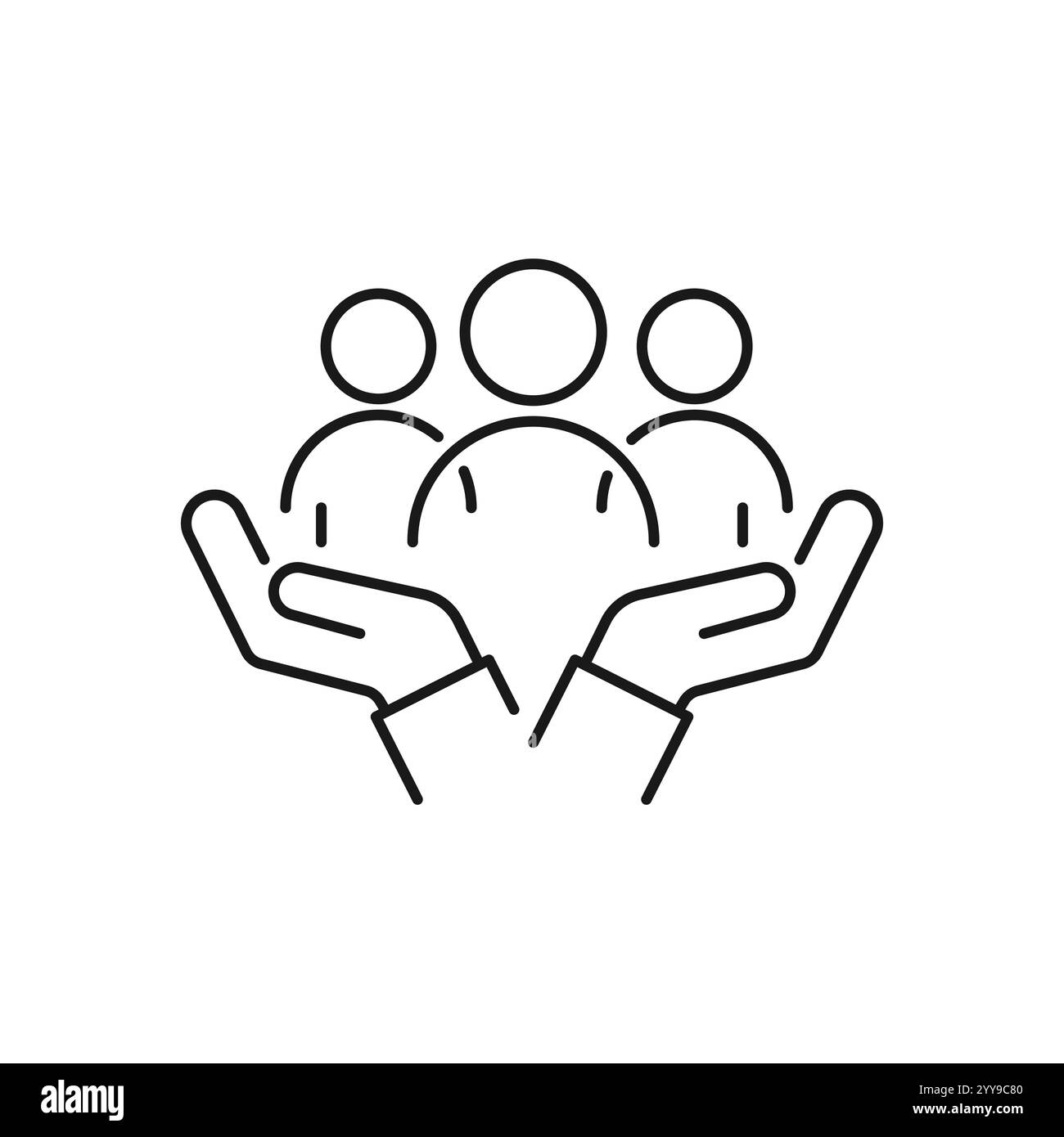 inclusione icona di equità sociale, aiutare o sostenere i dipendenti, uguaglianza di genere, assistenza alla comunità, diversità di età e cultura, persone gruppo salvare Illustrazione Vettoriale