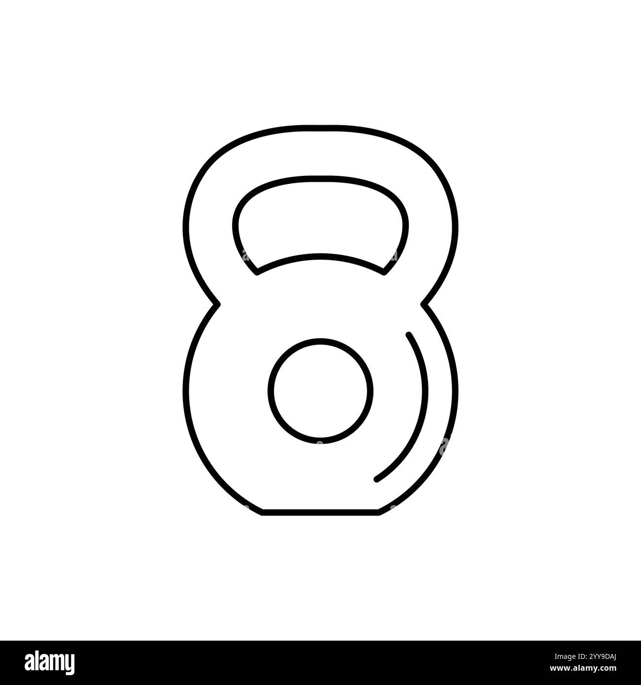Icona della linea Kettlebell. Icona del peso, icona lineare Web dell'attrezzatura per l'addestramento. Illustrazione Vettoriale