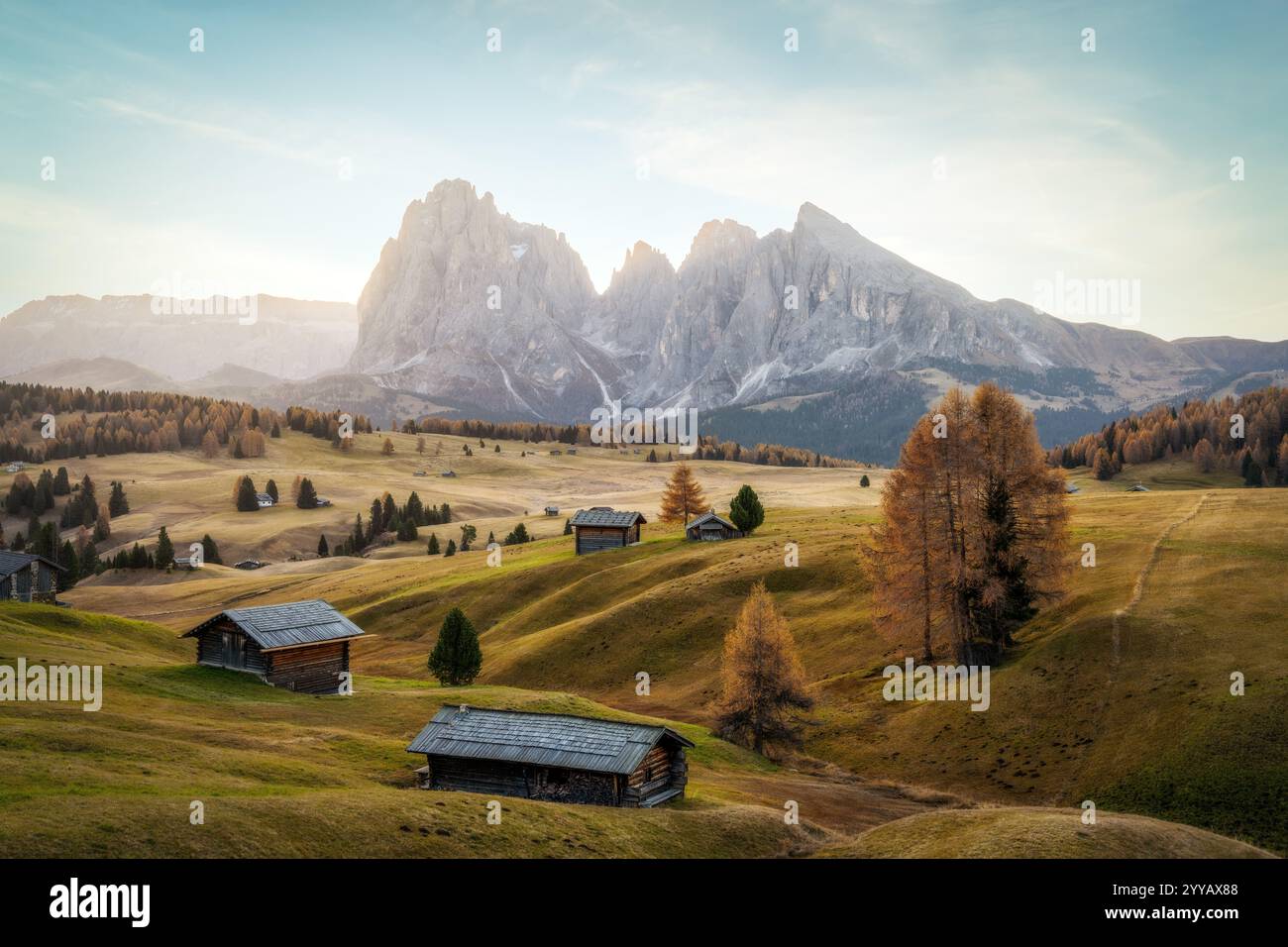 Alpe di Siusi nelle Dolomiti italiane Foto Stock