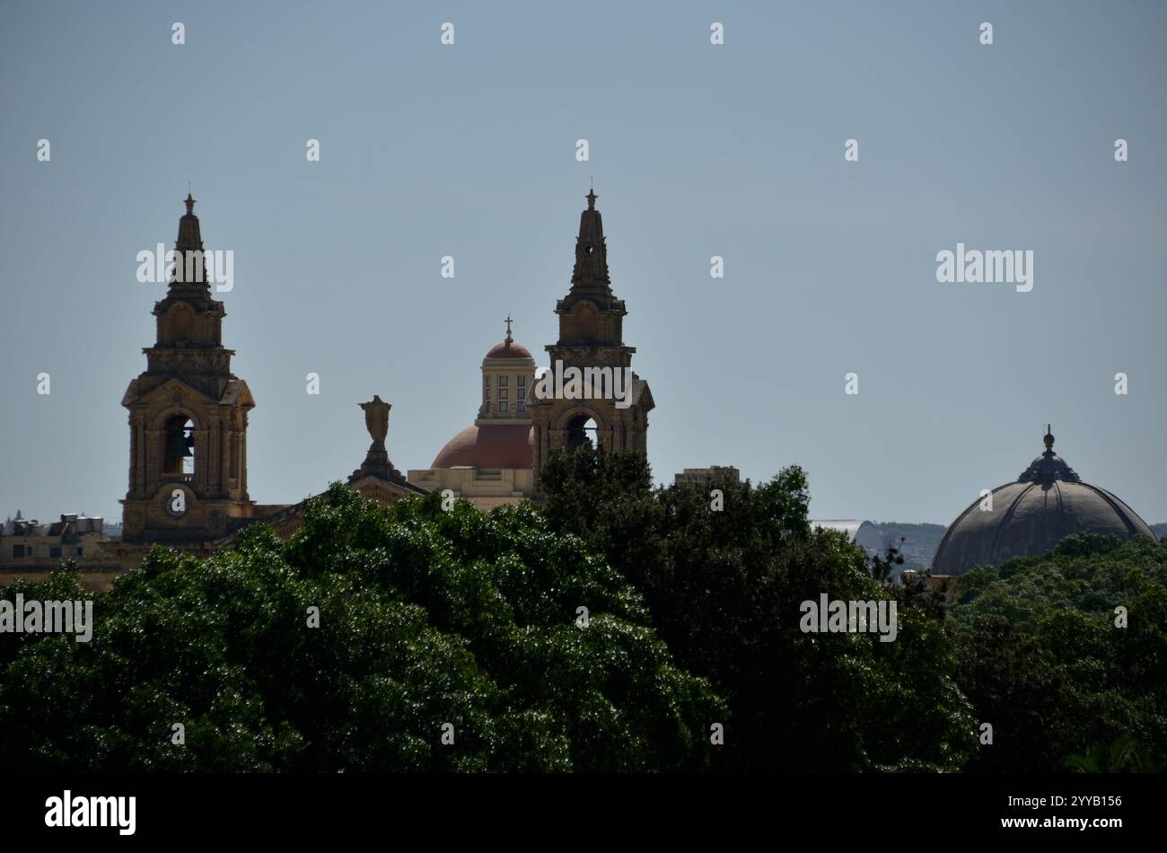 Chiesa di San Publio, Floriana vista Bastione di San Giovanni, la Valletta, Malta, Europa Foto Stock