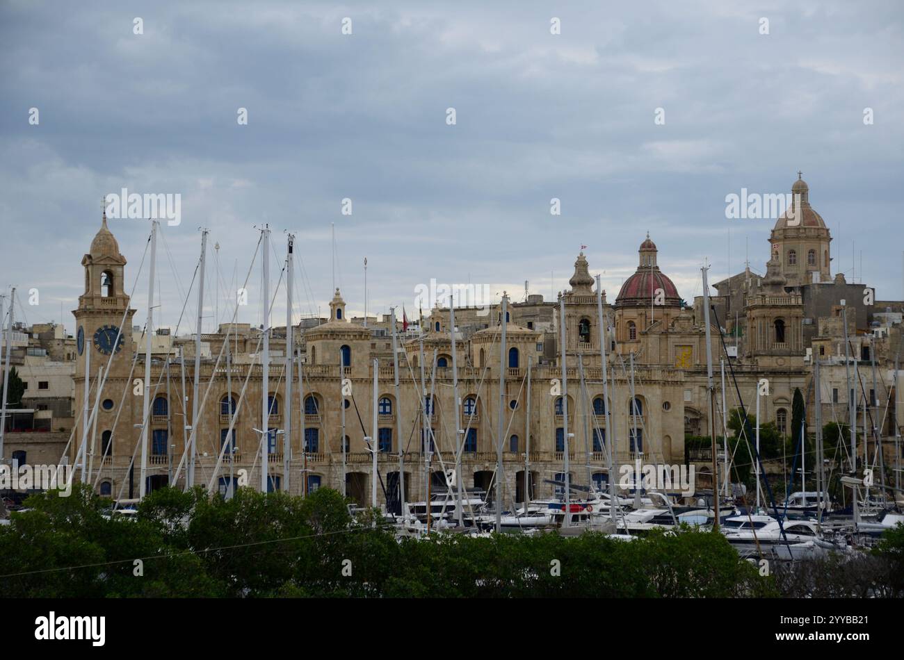 Birgu-Vittoriosa vista da Senglea-L-Isla, Malta, Europa Foto Stock