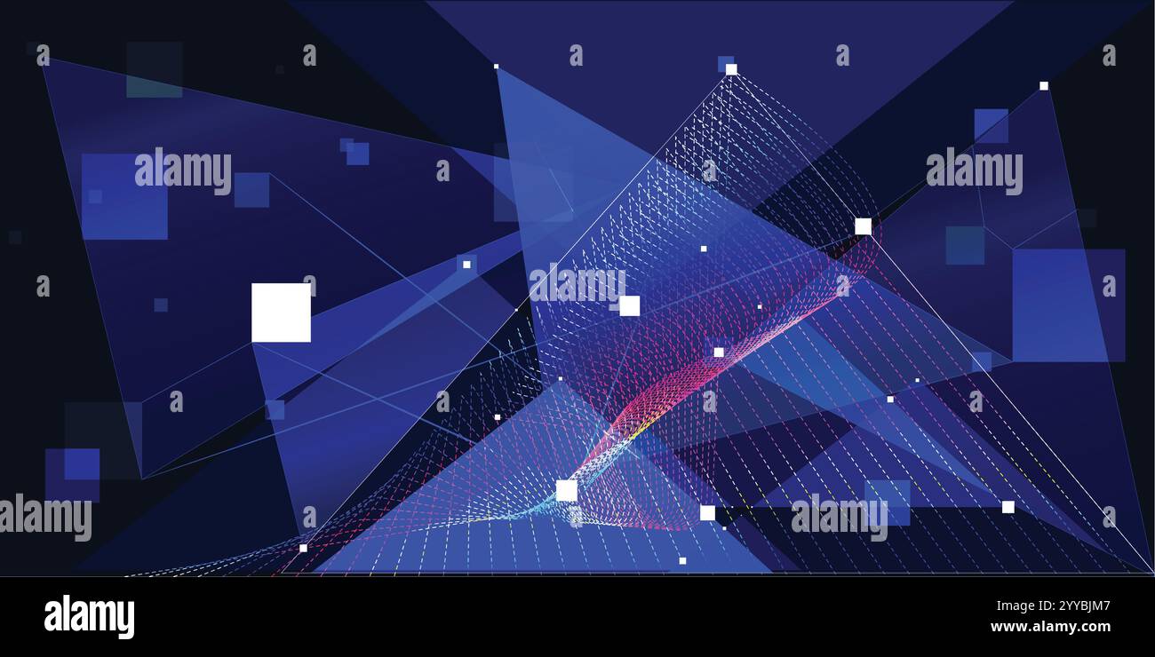 Sfondo geometrico HiTech Composition. Ideale per concetti futuristici e astratti. Illustrazione Vettoriale