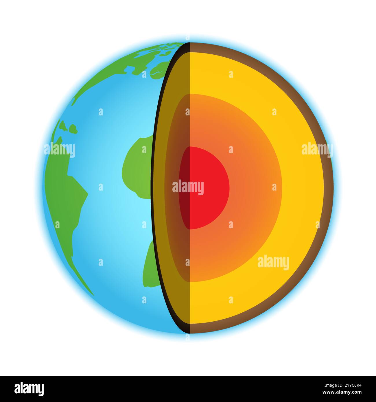 Strati della Terra - Core interno, Core esterno, Mantle, Crust Isolated Illustration Illustrazione Vettoriale