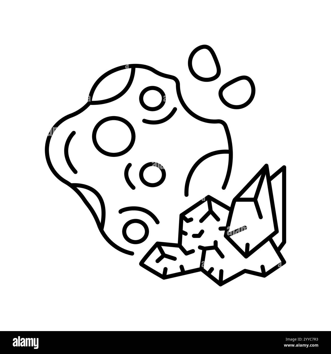 Icona della linea nera delle risorse di metallo rare. Elemento isolato vettoriale. Traccia modificabile. Illustrazione Vettoriale