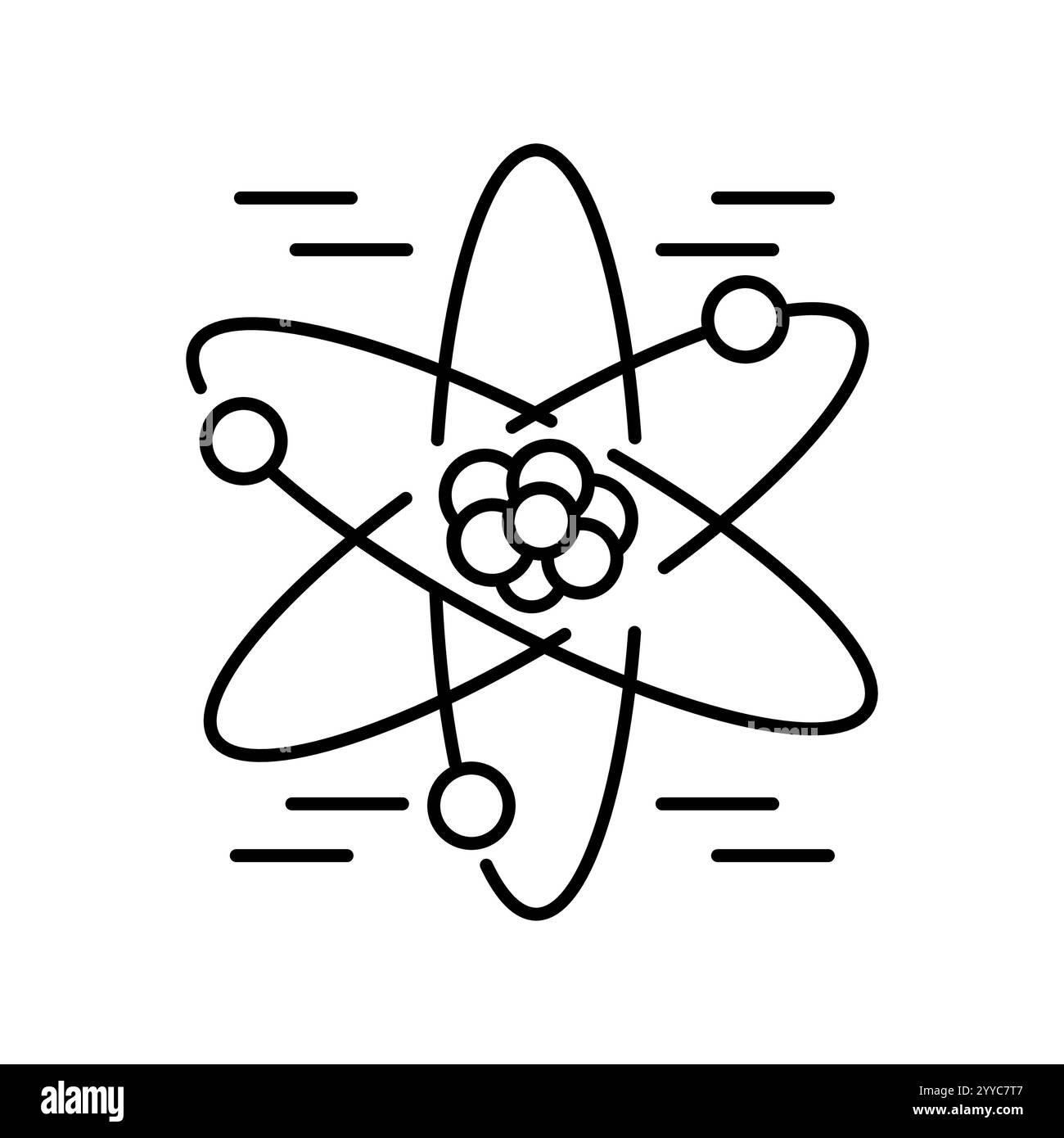 Icona della linea nera dell'elio-3. Elemento isolato vettoriale. Traccia modificabile. Illustrazione Vettoriale