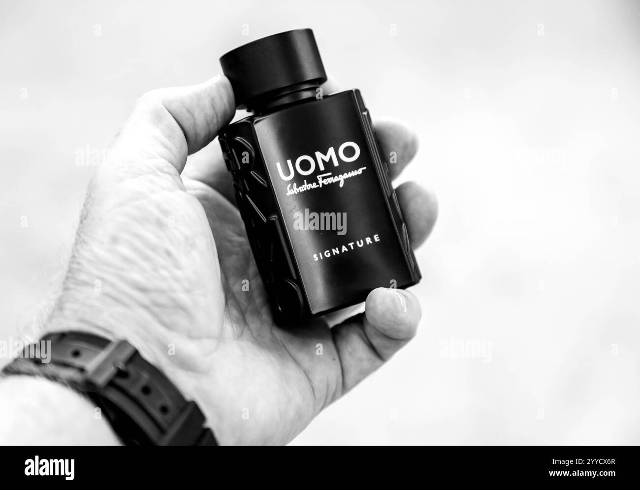 Brasile, 21 dicembre 2024. Profumo vintage uomo Signature da uomo con una piramide olfattiva calda e piccante per l'autunno inverno. Foto Stock