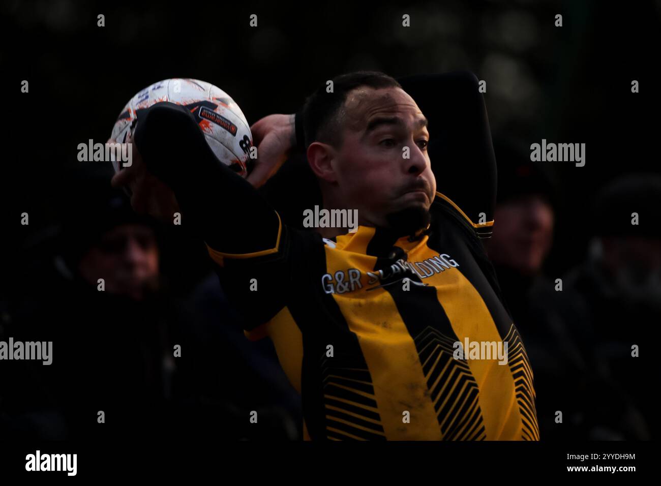 Robert Evans di Leamington entra in campo durante la partita della National League North tra Leamington e Curzon Ashton Foto Stock