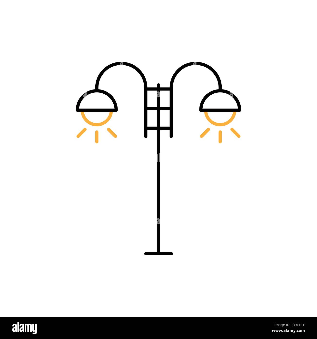 Illustrazione vettoriale, icona lampione stradale. Linea e modello di progettazione a due colori Illustrazione Vettoriale