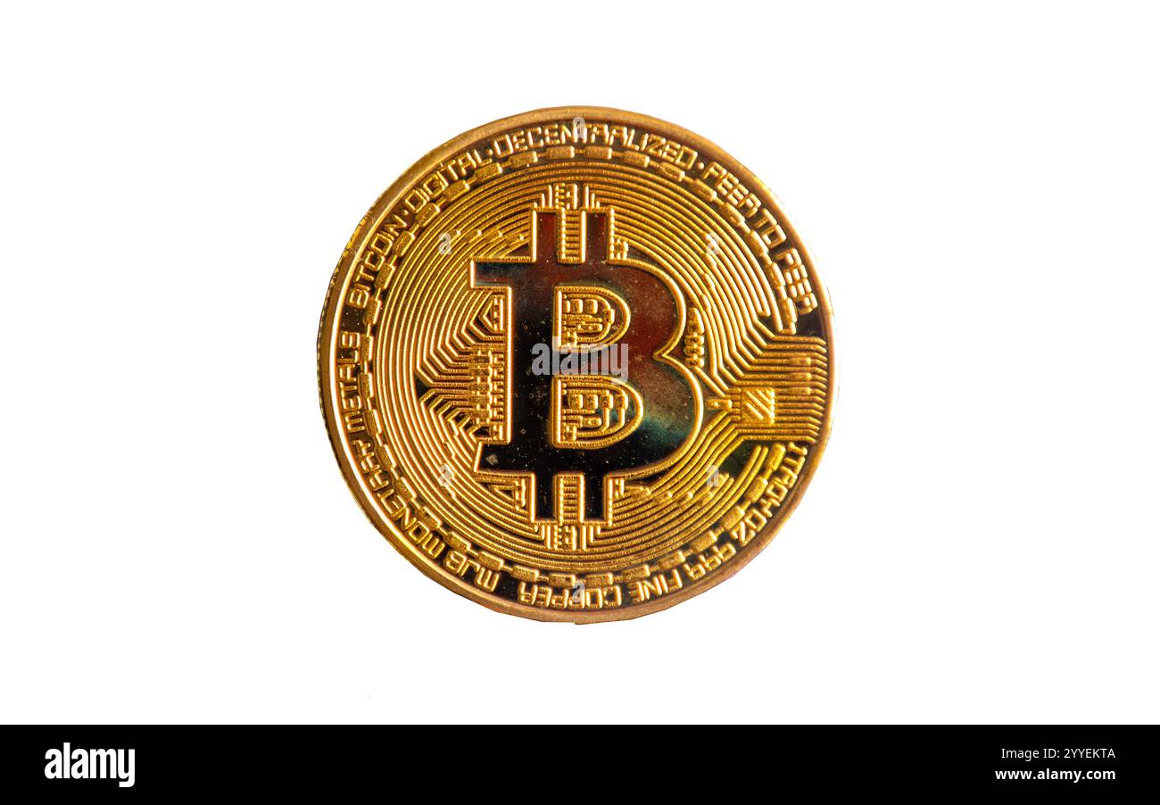Primo piano di Bitcoin, Greater London, Inghilterra, Regno Unito Foto Stock