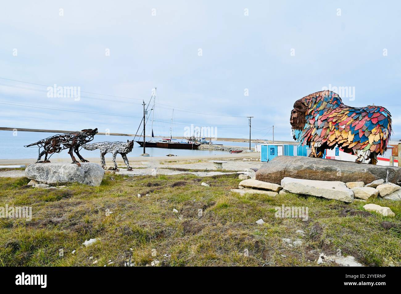 Benvenuti nel passato nel Parco Itqaumavik, che mostra la storia degli insediamenti degli Inuit dal 1950 Foto Stock