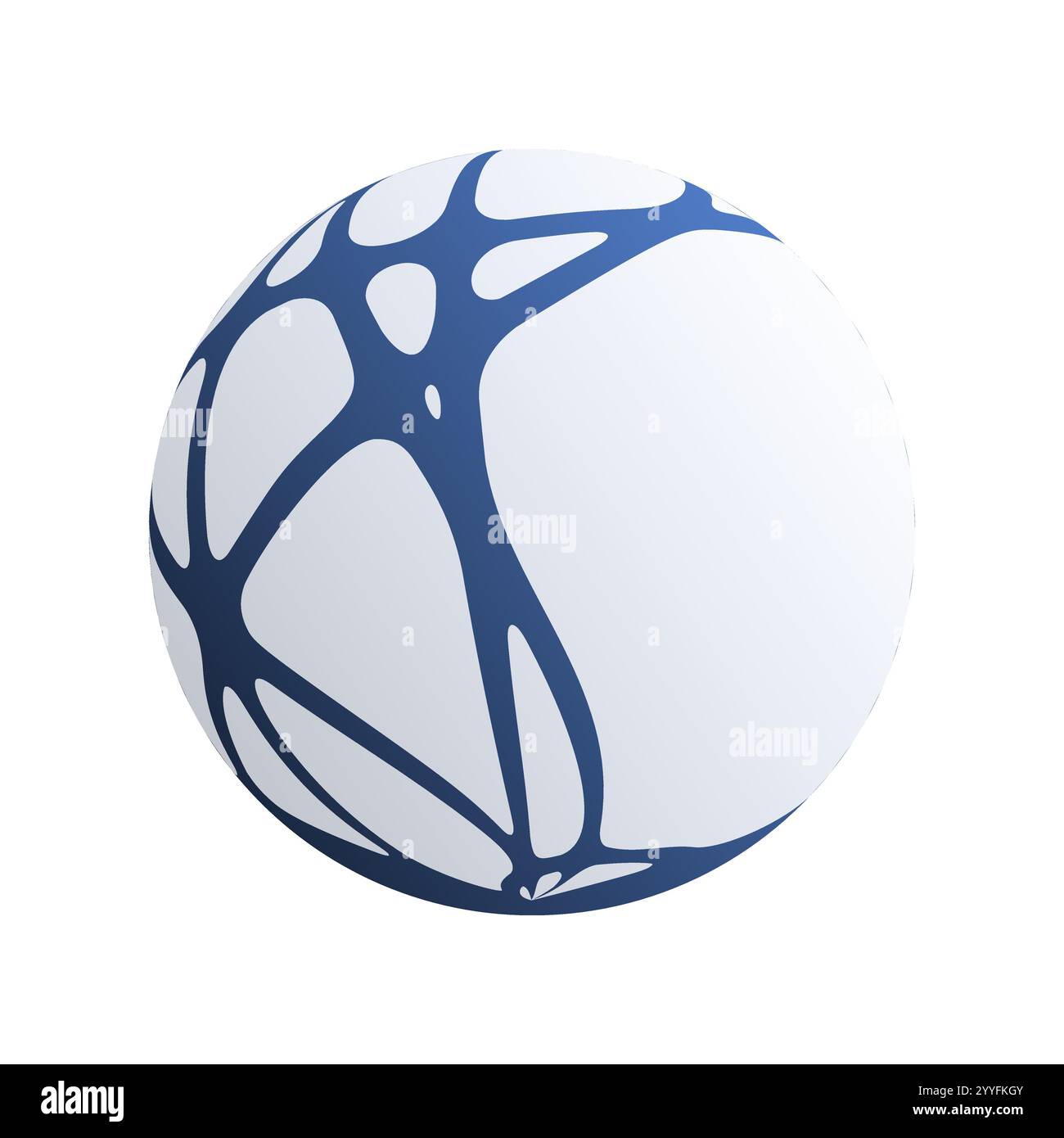 Sfera di rete 3D semplice e minimalista Abstract Blue Organic Textured grigio chiaro isolata su sfondo bianco - Design moderno geometrico del modello Clip-Art Illustrazione Vettoriale