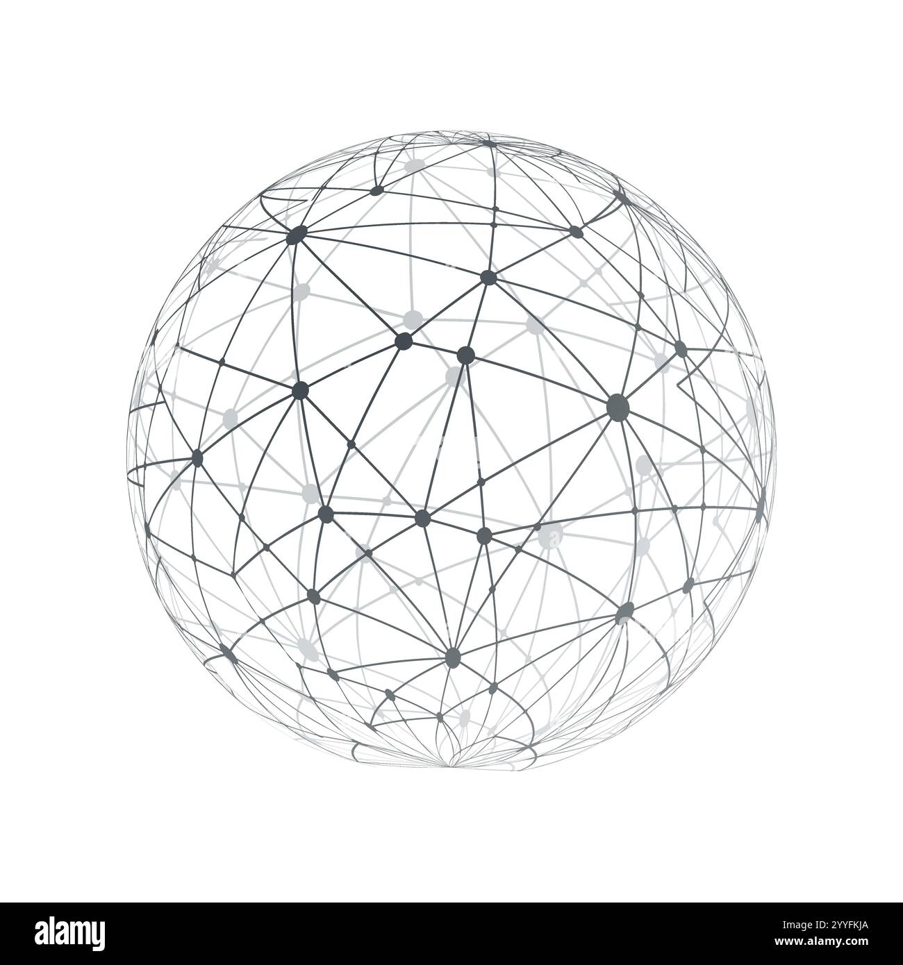 Struttura di reti poligonali in stile moderno bianco e nero, design del concetto di comunicazione digitale, connessioni di rete, W geometrica trasparente Illustrazione Vettoriale