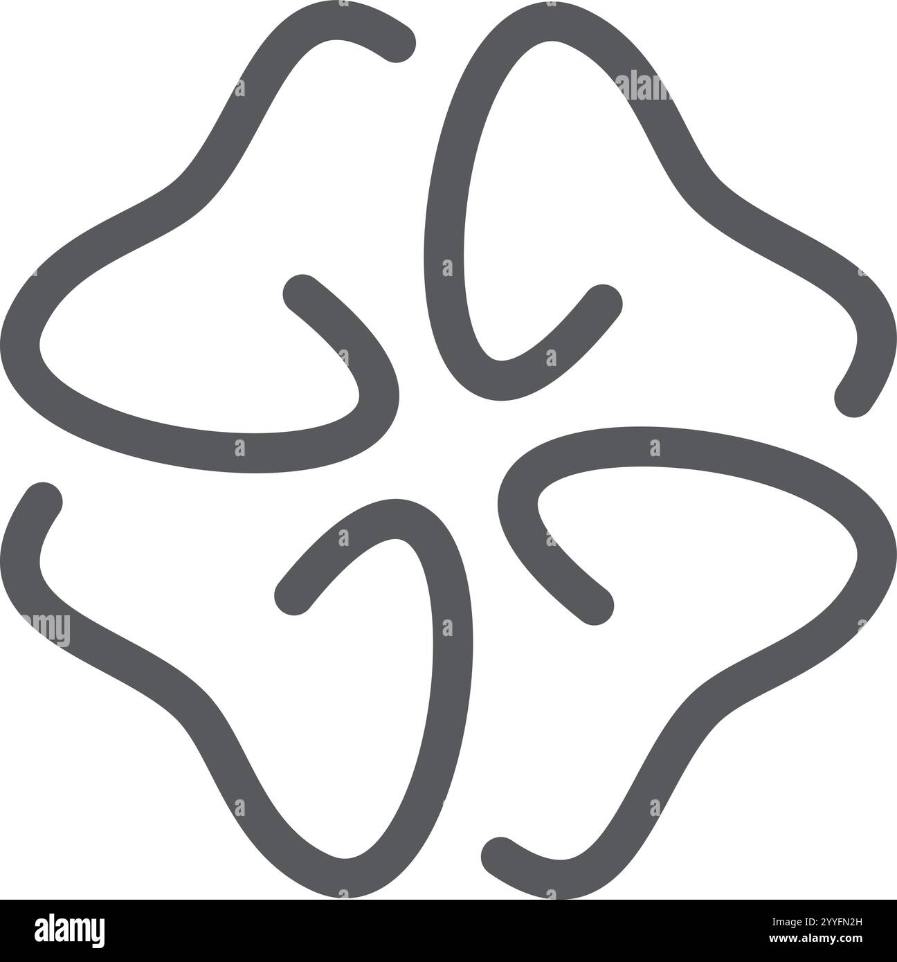 Illustrazione disegnata a mano con un trifoglio a quattro foglie, che rappresenta fortuna, fortuna e prosperità, su uno sfondo bianco e pulito per una Illustrazione Vettoriale