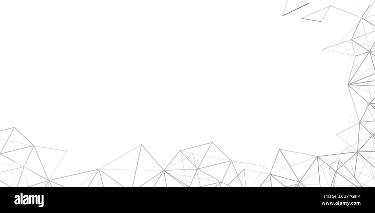 Design astratto in bianco e nero moderno Cloud Computing e connessioni di rete digitali, IT o tecnologia - griglia poligonale, struttura metallica isolata su Whit Illustrazione Vettoriale